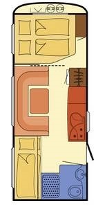 Půdorys karavanu Dethleffs Camper Snow 550 MK