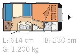 Půdorys karavanu Hobby Excellent 410 SFe