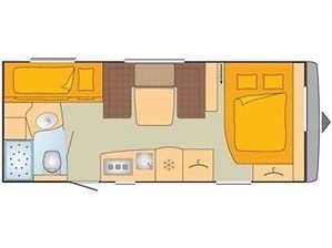 Půdorys karavanu Bürstner Averso 560 TK / Bürstner Averso Comfort 560 TK