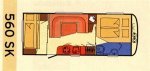 Půdorys karavanu Dethleffs Camper 560 SK