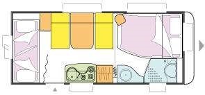 Půdorys karavanu Caravelair Antares 510