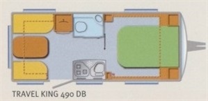 Půdorys karavanu TEC Travel King 490 DB