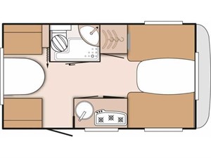 Půdorys karavanu Knaus Sport 400 LK