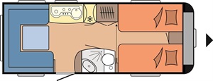 Půdorys karavanu Hobby 540 UL Prestige