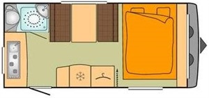 Půdorys karavanu Bürstner AVERSO FIFTY 390 TS + MOVER +PŘEDSTAN / Bürstner Averso Fifty 420 TS