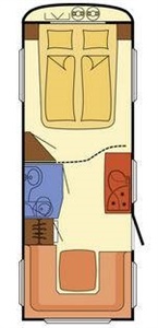 Půdorys karavanu Dethleffs Lifestyle Camper 540 DBM