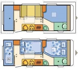 Půdorys karavanu Adria Adora 542 TK / Adria Altea 542 PK