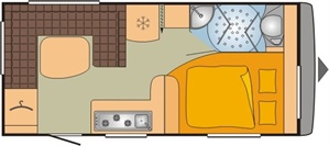 Půdorys karavanu Bürstner AVERSO 450 TS + MOVER / Büstner Averso Fifty 450TS