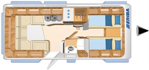 Půdorys karavanu Hymer Eriba Nova 530 / Hymer Eriba Nova 530 GL + MOVER