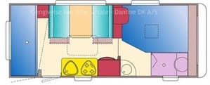 Půdorys karavanu Adria Adora 542 TK / Adria Unica B 542 TK