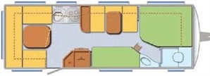 Půdorys karavanu TEC Travel King 720 RDK